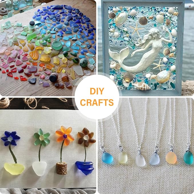 QEQEKAKA Sea Glass Stones for Crafts About 1LB Glass Pebbles Gemstones Bulk for - Image 2