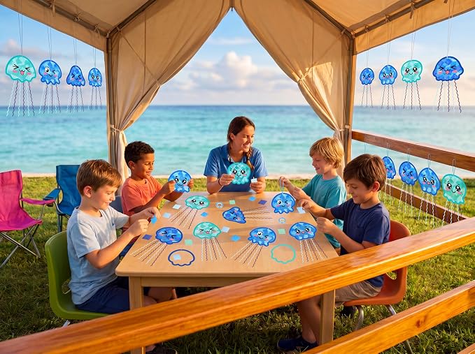 48PCS Summer Crafts: Paper Jellyfish Suncatchers DIY Kits, Window Stained Glass - Image 7