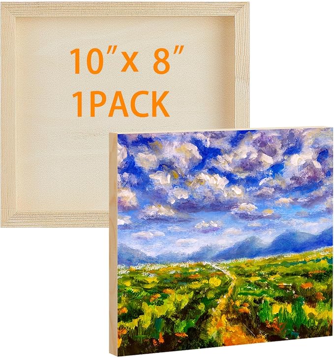 Barydat 1 Pack Wood Canvas Board 10 x 8 Unfinished Wood Canvas Wooden Panel by home