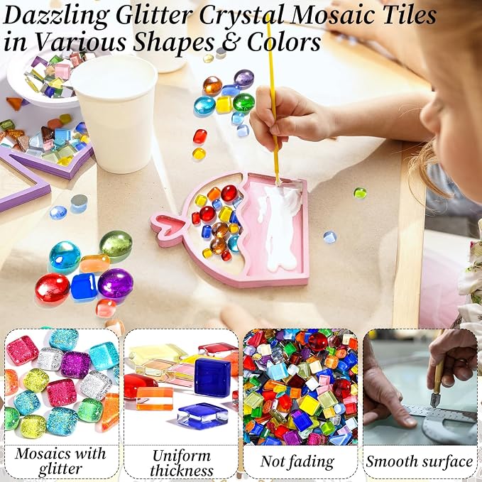 1000 Pcs Colorful Irregular Crystal Mosaic Tiles, 2.2lb Tiny Mosaic Tile DIY - Image 4