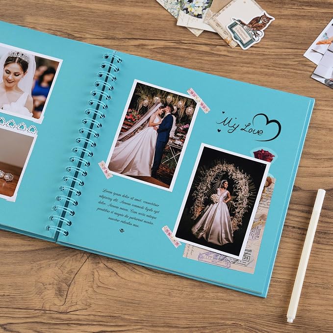 potricher 10 x 10 Inch DIY Scrapbook Album 40 Pages Hardcover Kraft Paper Scrap - Image 3