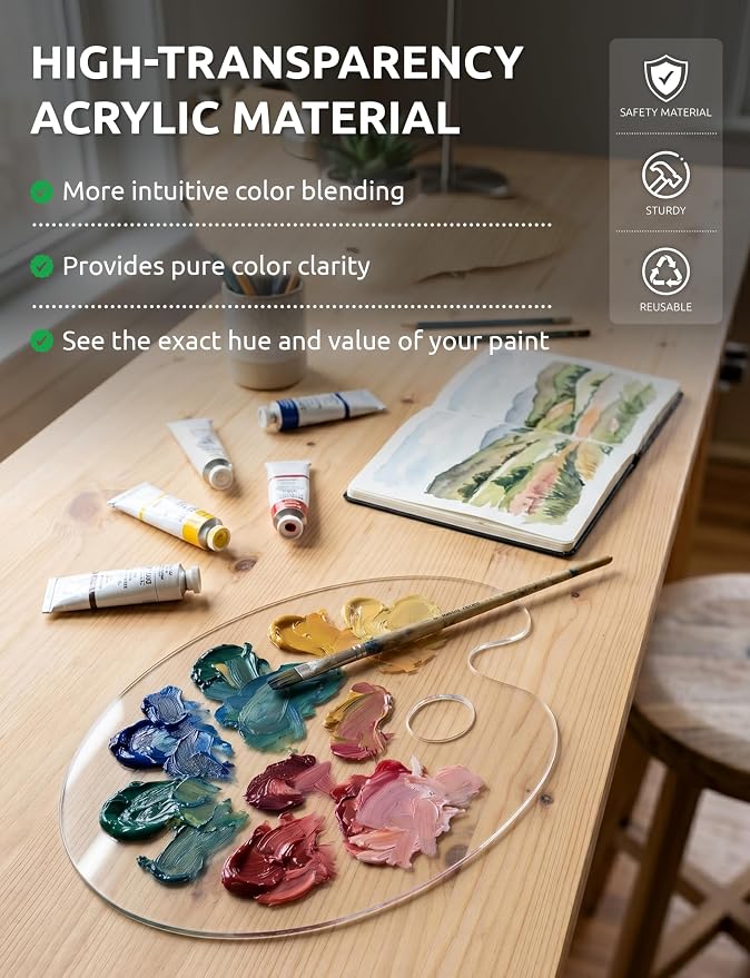 DUGATO Clear Acrylic Paint Palette, 11.8 x 7.9 in | Medium Size Palette - Image 3