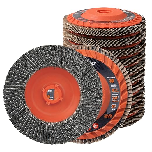 Jumbo Zirconia Flap Discs 4 1/2 for Angle Grinder, 40 Grit Type 27 High Density Trimmable 5/8"-11 inch Grinding Wheels for Grinding, Rust Removal, Sanding and Finishing - 10 Pack