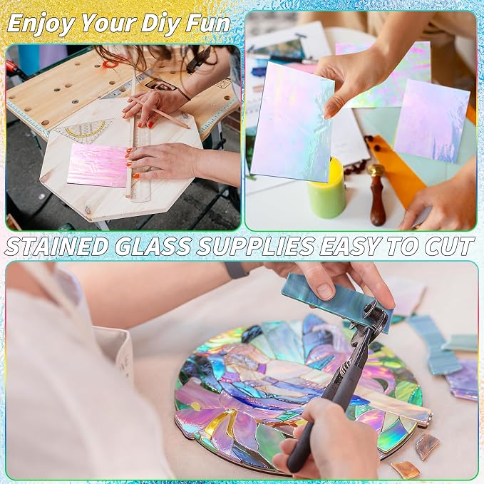 36 Sheets Opaque Stained Glass Bulk Variety Pack, 4 x 6 Inch Mosaic Glass Tiles - Image 6