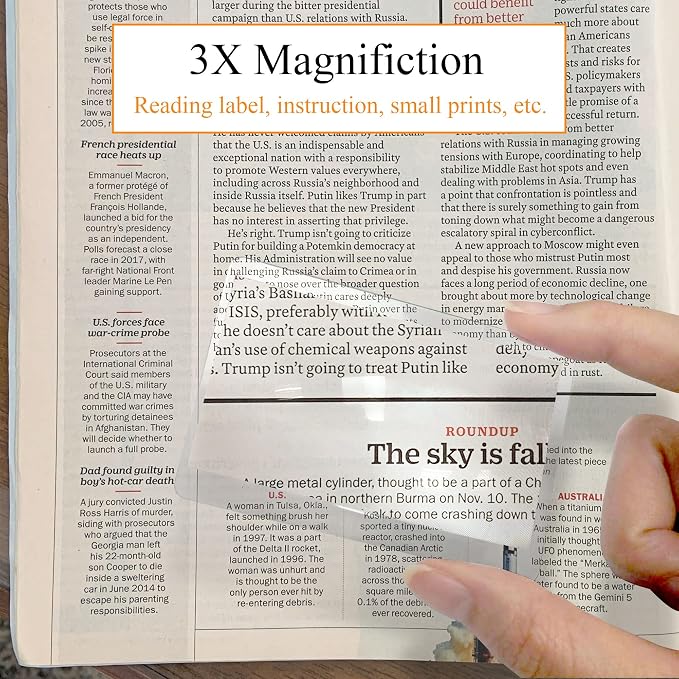 MAGDEPO Page Magnifying Sheet 3X Lightweight Flat Optical Plastic Fresnel Lens - Image 8
