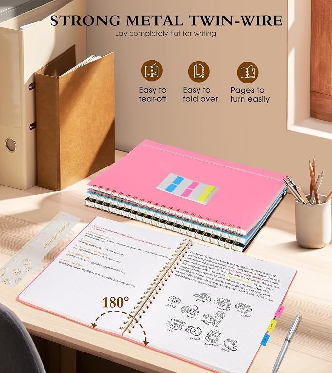 UEBZFOCS Dotted Notebook, Spiral Notebook Journal 8.5” x 11”, A4 Large Dot Grid - Image 6