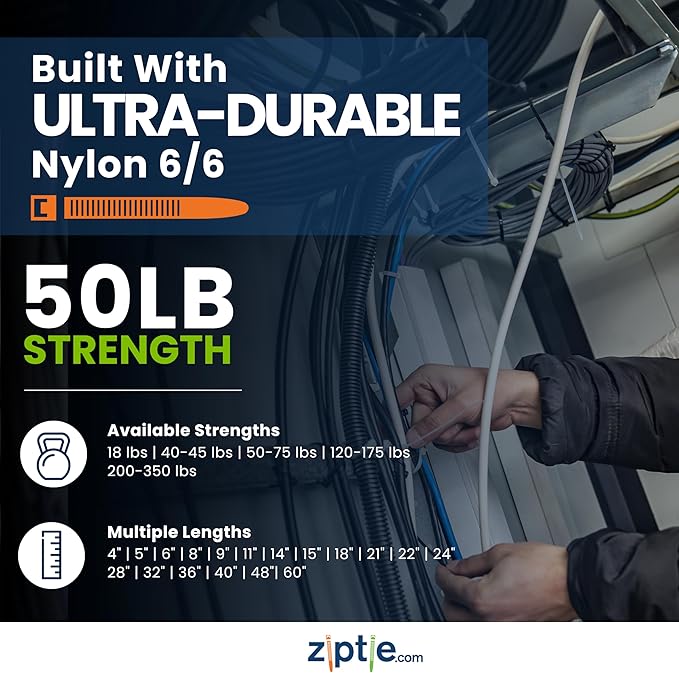 ZipTie.com 8-Inch Black Releasable Pawl Zip Ties - 50-lb Tensile Strength Cord Management - UL Listed Reusable Cable Ties - UL 21 Listed, UV Resistant, Indoor & Outdoor Multi-Purpose (100-Pack)