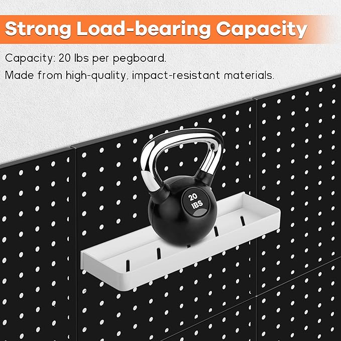88 PCS Pegboard Panels Metal Black with Accessories Kit, Heavy Duty Steel Peg Boards Wall Tool Organizer with Screw, Bins, Hooks, Peg Locks for Garage, Tool Storage, Office, Craft Room, Kitchen