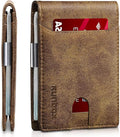 RUNBOX Slim Wallets for Men - Leather Money Clip Mens Wallet - RFID Blocking Front Pocket Bifold Wallet - Minimalist Credit Card Holder with Gift Box
