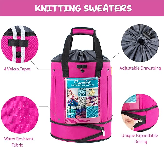 MYBAGZING Expandable Yarn Storage Organizer, Crochet Bag & Yarn Tote - Image 5