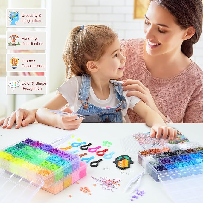 QUEFE Fuse Beads Kit 15000 Pcs 72 Colors 5mm Beads Craft Kit Including Pegboard - Image 7