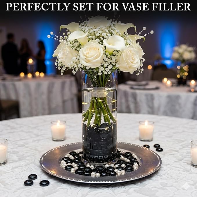 ARSUK Flat Marbles Black Vase Filler Glass Pebbles – Decorative Glass Beads - Image 9