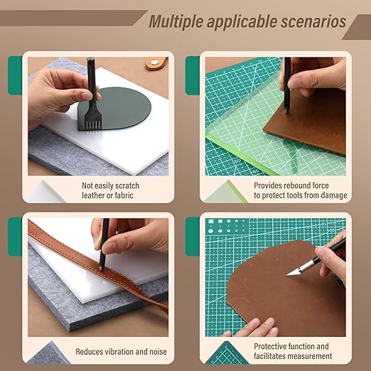 4 Pcs Leather Punch Pads, Leather Cutting Mat, Sound Absorbing Pad and A4 Self - Image 6