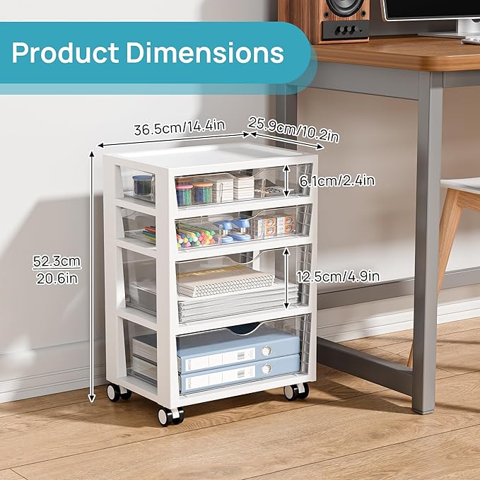 Vtopmart Plastic Drawer Storage Rolling Cart - Image 2