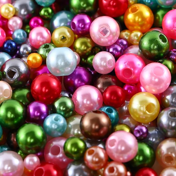 1400pcs Pearl Beads for Jewelry Making, 3 Size Multicolor Loose Beads Pearls - Image 4