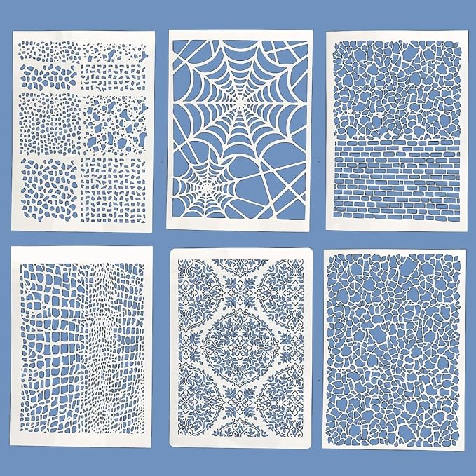 TIAMECH 6 Pcs A4 Reusable Mosaic Graffiti Stencils by TIAMECH