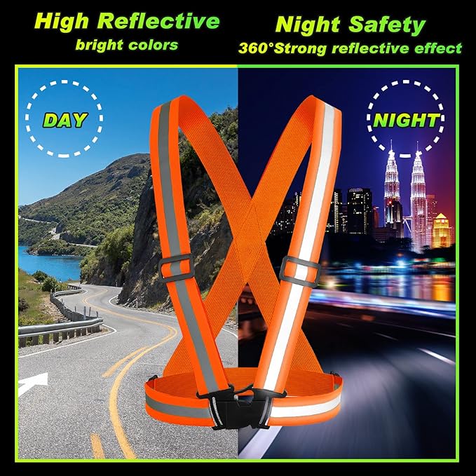 Hercicy 12 Pcs Reflective Vest High Visibility Safety Vests, Adjustable Bright Neon Lightweight Strap Gear (Yellow,Orange)