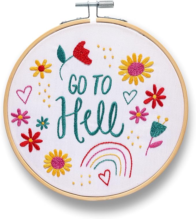 FUNATIC Go to Hell Embroidery Kit | Funny Beginner Needle Work Starter Set by FUNATIC