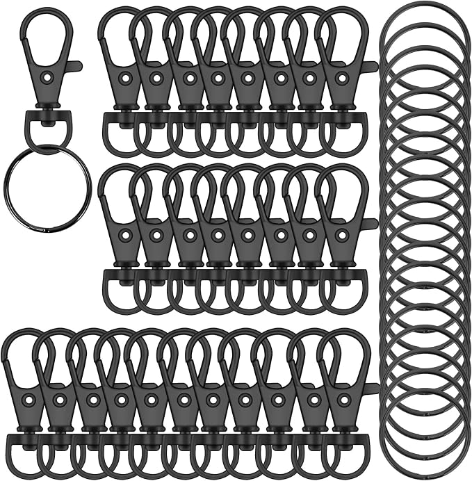 HXSEMAYIG Keychain Hooks with Key Rings, Metal Swivel Lobster Claw Clasps by HXSEMAYIG