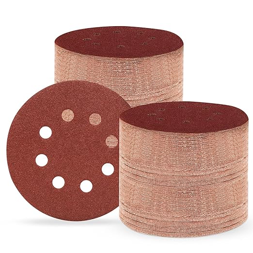 5 Inch 8 Hole Sanding Discs, 150 PCS 80 Grit Hook and Loop Sandpaper, Round Aluminum Oxide Sand Paper Discs for Random Orbital Sander