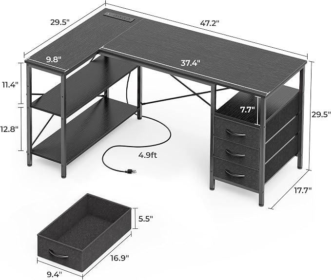 Huuger L Shaped Office Desk - Image 3