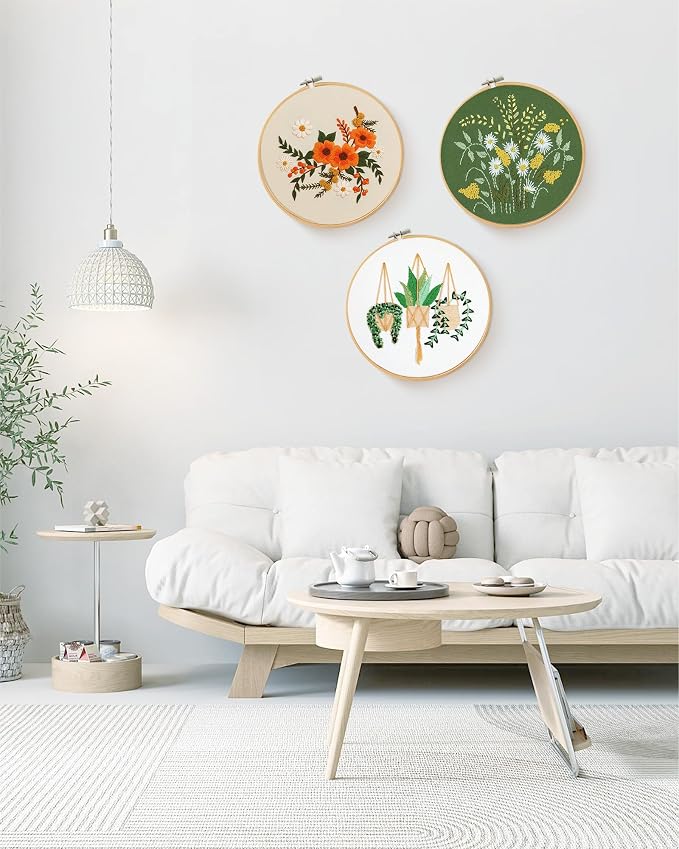 Santune 3 Sets Embroidery Kit for Beginners Needlepoint Cross Stitch Kits for - Image 7