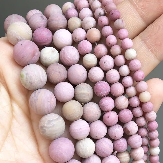8mm Matte Pink Rhodochrosite Bead, 15-Inch Matte Round Loose Stone Beads - Image 7