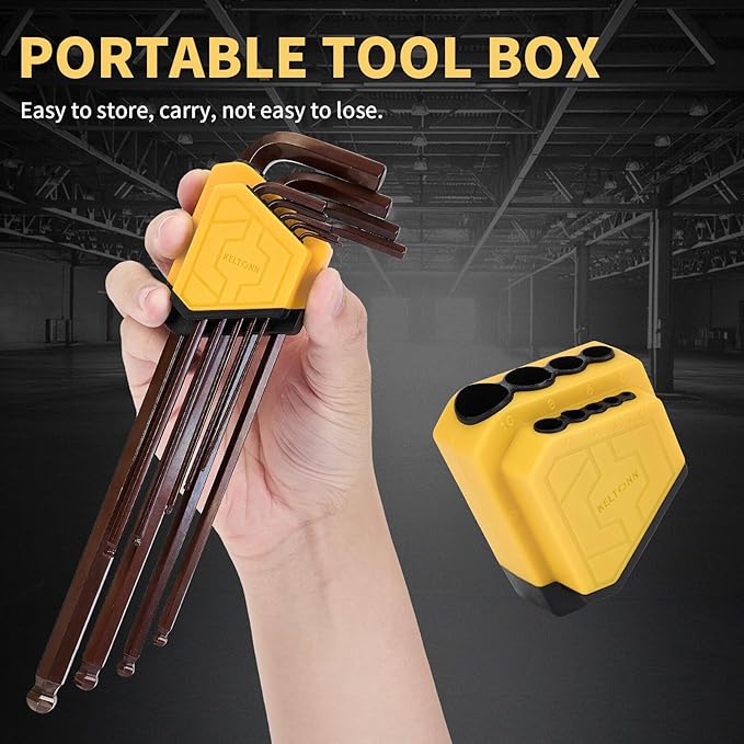 Extra Long Allen Wrench Ball End S2 Steel – 9PCS Metric Hex Key Set, S2 Alloy, 1.5–10mm, 9in, Bronze Finish, for Deep Space Work, Auto Repairs, Workshop Use