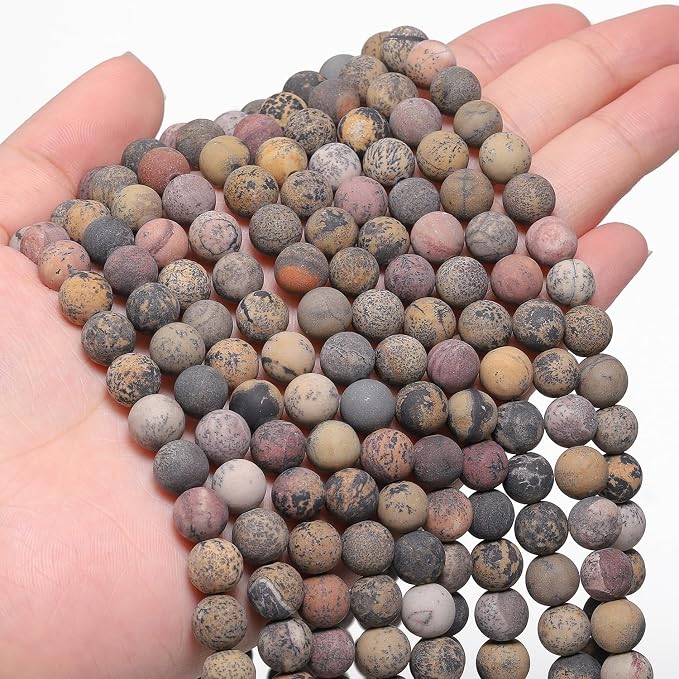 36pcs Natural Matte Yellow Serpentine Gemstone Beads，0mm Frosted Round Loose - Image 3