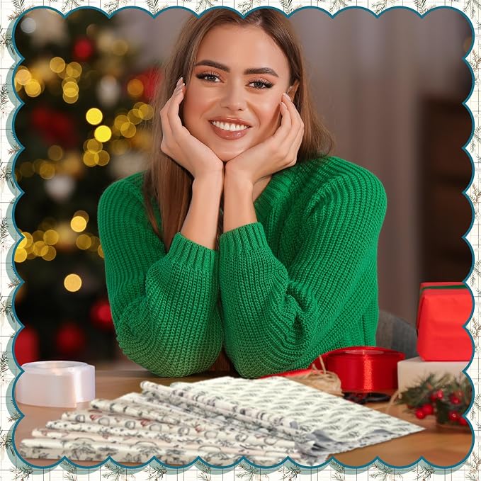 HunnmingRe 20 Pcs 10''x10'' Boho Christmas Quilting Fabric Square Woodland - Image 7