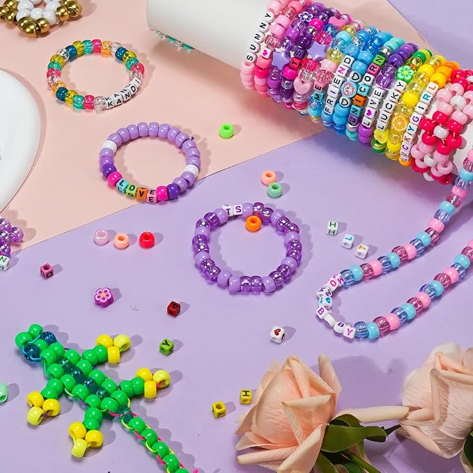 Gionlion 96 Colors 3550 Pcs Pony Beads Bracelet Making Kit, 5 Boxes Friendship - Image 7