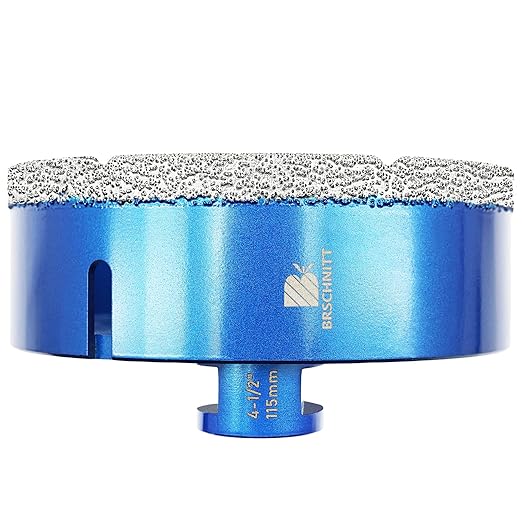 115mm Diamond Core Drill Bit for Porcelain Tile Ceramic Marble Granite Drilling,BRSCHNITT 1pc Vacuum Brazed Diamond Hole Saw with 5/8-11 Thread (115mm)