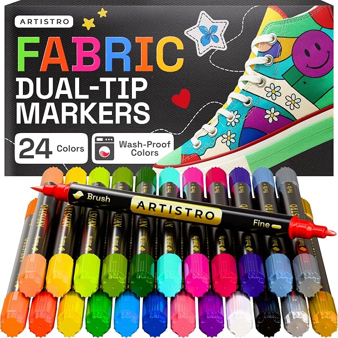 ARTISTRO 24 Dual-Tip Fabric Markers by ARTISTRO