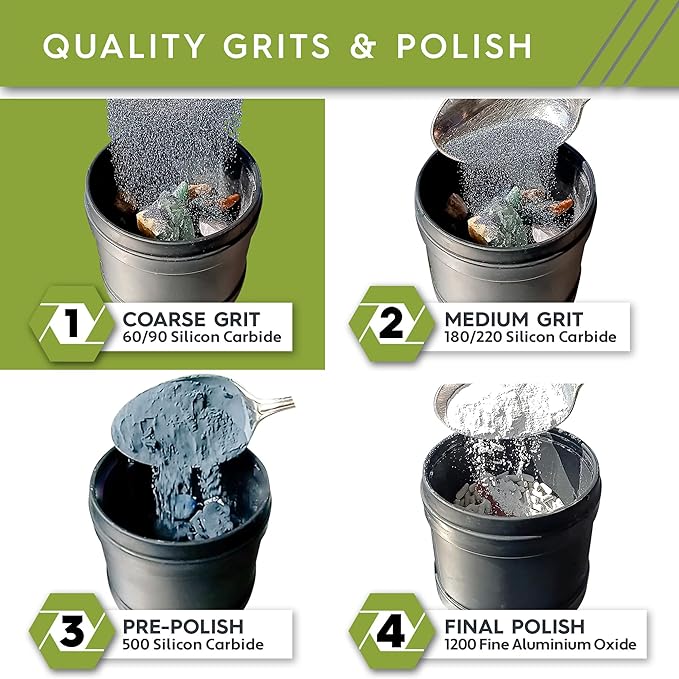Polly Plastics Rock Tumbler Media Grit Refill, Coarse 60/90 Silicon Carbide Grit, Stage 1 for Tumbling Stones (2 Pack) (2 lb.)
