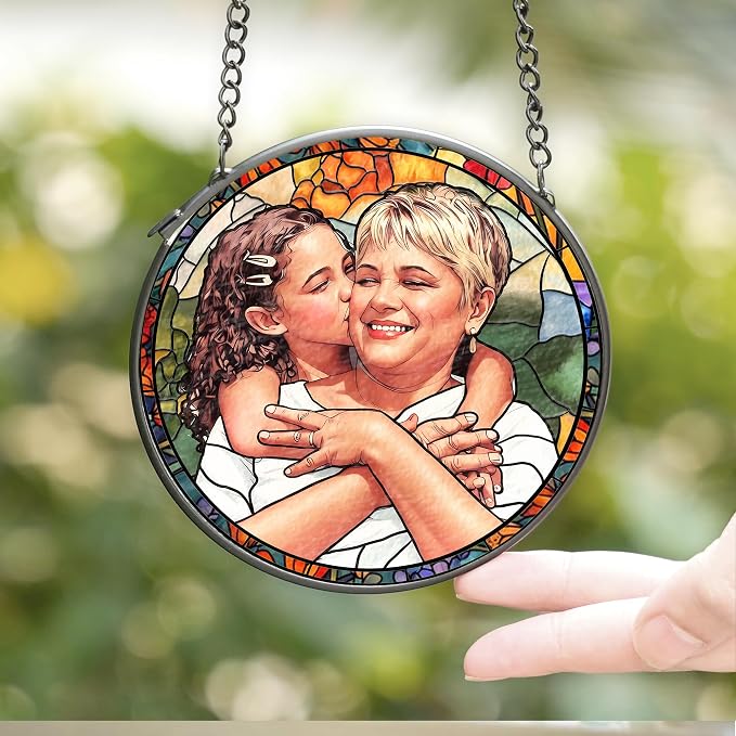 Personalized Grandma and Grandkids Portrait Faux Stained Glass, Custom Photo - Image 6