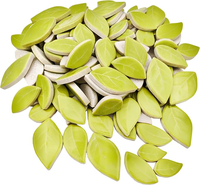 500g/1.1lb Leaf-Shaped Ceramic Mosaic Tiles, Ceramic Mosaic Pieces - Image 2