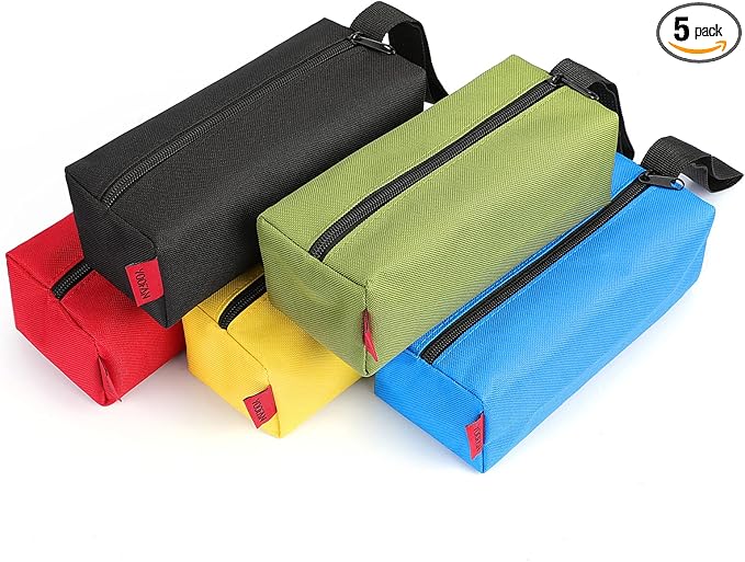 YOOFAN Small Tool Bags – Heavy Duty 1680D Waterproof Fabric Tool Pouch, Black/Red/Blue/Green/Yellow, 5-Packs