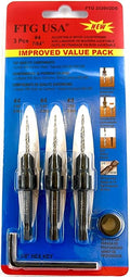 FTG USA Countersink Drill Bit Set for Wood with Tapered Drill Bit 3 Pc #4 (7/64")