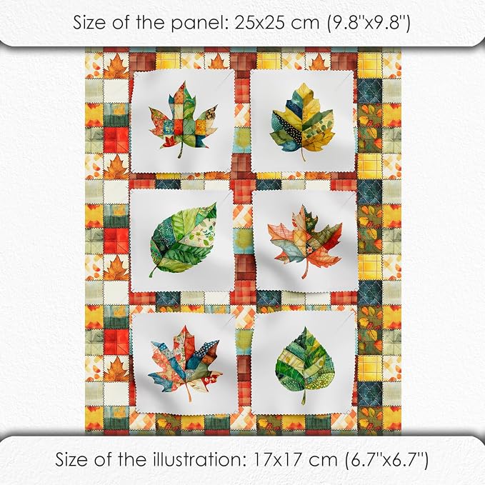 Autumn Leaf Patchwork Cotton Fabric Panel – 6 Designs + Bonus Sheet 29.5×19.6 - Image 6