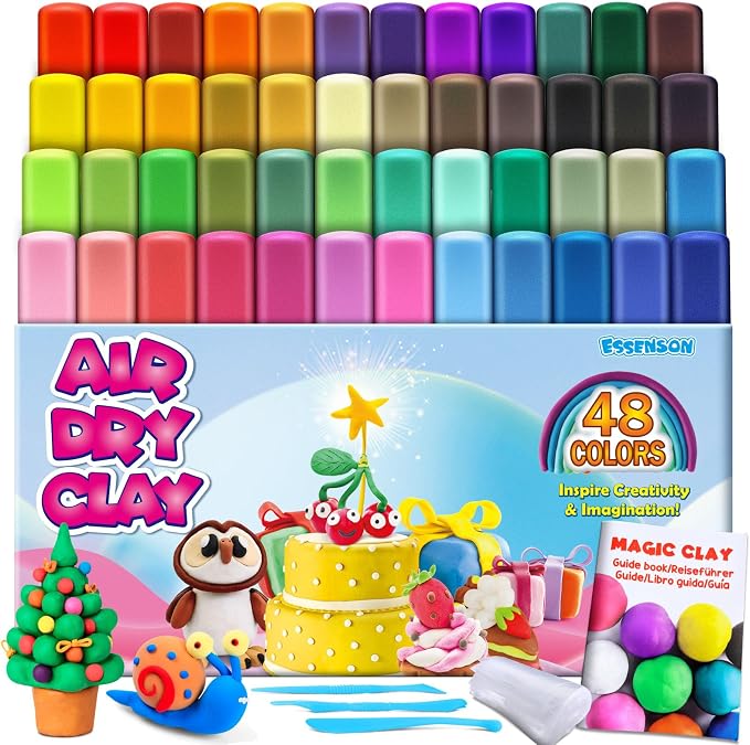 Air Dry Clay, 48 Colors Modeling Magic Clay by ESSENSON