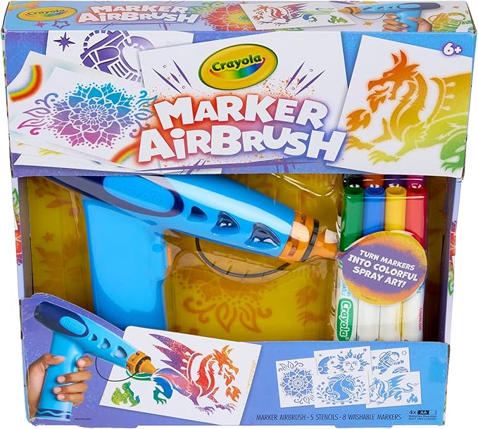 Crayola Marker Airbrush Spray Art Kit, Battery-Powered Sprayer by Crayola