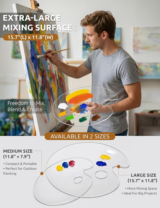 DUGATO Clear Acrylic Paint Palette, 15.7 x 11.8 in | Big Size Palette, - Image 4
