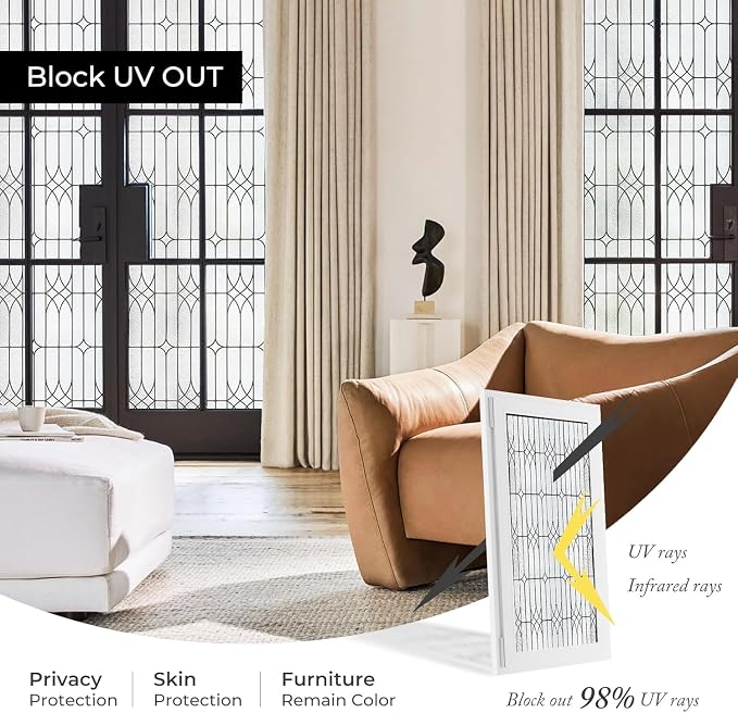 ADD.HERES Window Privacy Film, Stained Glass Decorative Static Cling, Removable - Image 3