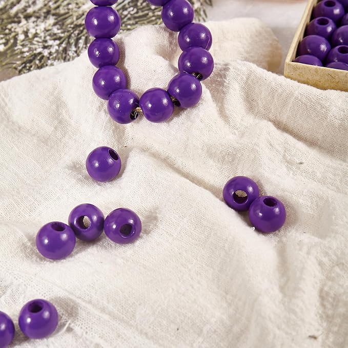 240pcs Purple Color Wood Beads 16mm Large Hole:6mm - Image 7