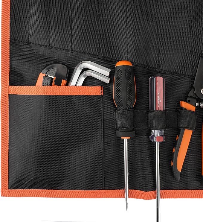 YOOFAN Wrench Roll Up Pouch – Wrench Organizer Bag with Handle, Wrench Holder for Hanging (17+1 SAE)