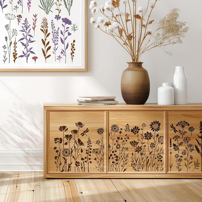 9pcs Flower Stencils for Painting Plant Patterns Drawing Stencils for Crafts - Image 5