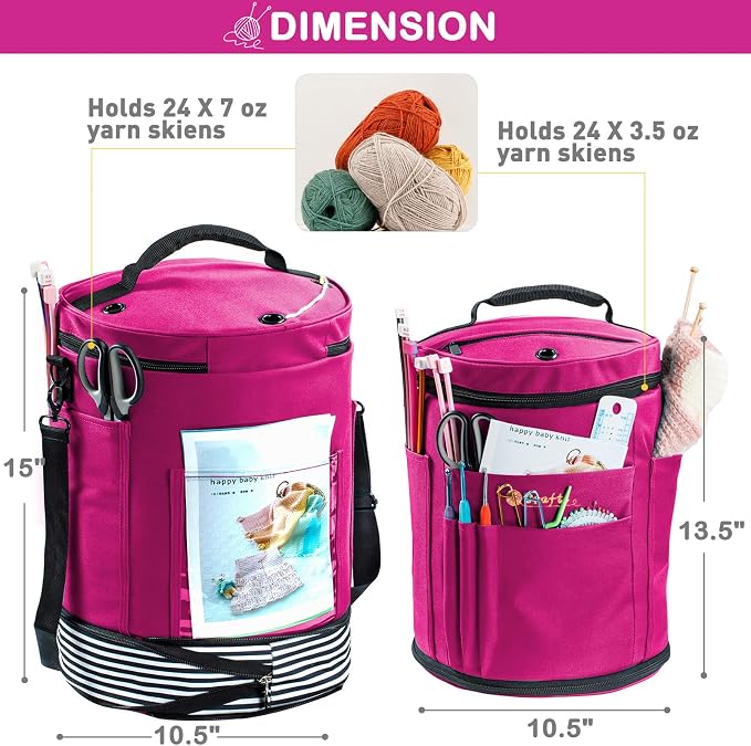 MYBAGZING Expandable Yarn Storage Organizer, Crochet Bag & Yarn Tote - Image 4