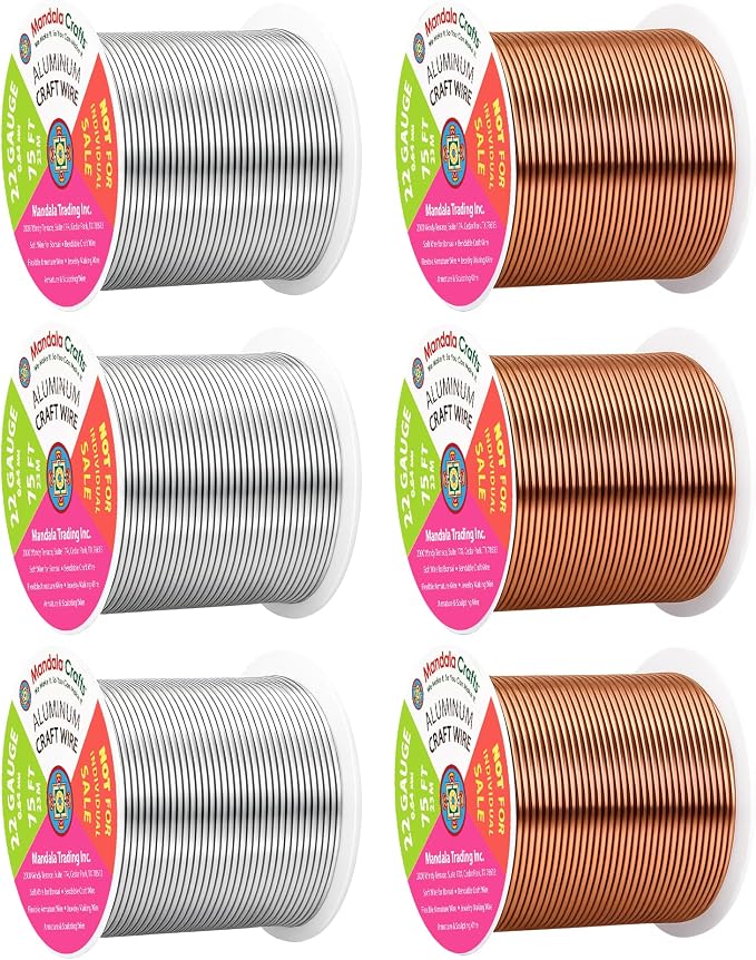 Mandala Crafts 22 GA Copper Silver Tone Combo Anodized Aluminum Craft Wire | by MandalaCrafts