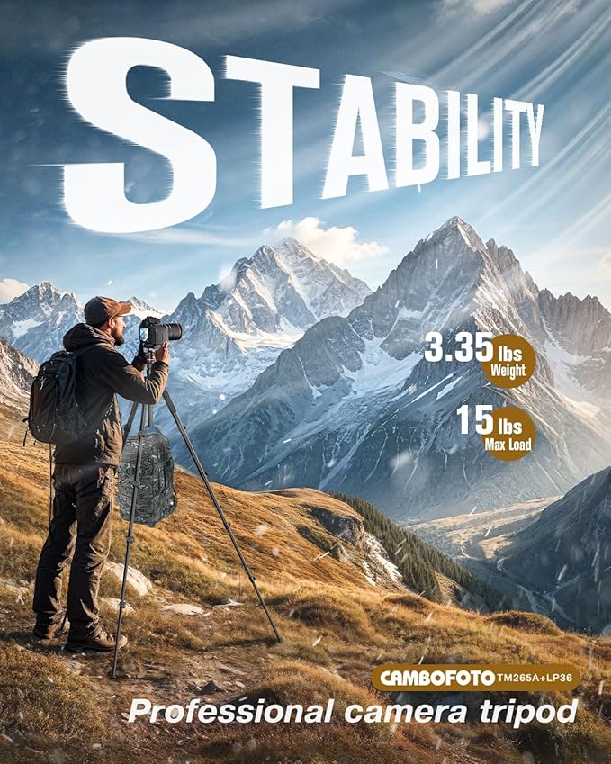 CAMBOFOTO 74-inch-Professional-Camera-Photography-Tripod, Ball Head Aluminum DSLR/SLR Tripod & Monopod with Carry Bag Compatible with Canon Nikon Binoculars Laser Telescope (Weight 3 Lbs, 13Lbs Load)