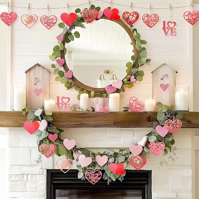 80PCS Wooden Heart Ornaments to Paint Valentine's Day Craft, 10 Styles DIY - Image 3